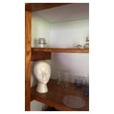 Closet contents, drinking glasses, ash trays,