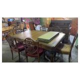Antique Dining Room Table W 6 Chairs and Leafs