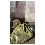 Rucksack, corn popper, bowling ball
