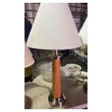 2 Wood and polished metal table lamps ï¿½ heavy 31