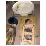 Misc Lot of Books, Clock, Plates, etc