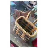 Mini wooden rocking horse and basket