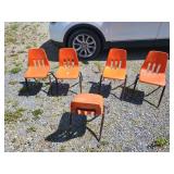 4 orange kids chairs