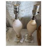 2 Pink Milk Glass Lamps