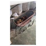 Vintage wicker sleigh with metal body