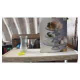 Three clear embossed glass pedestal serving