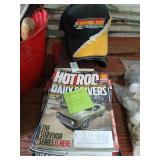Hot Rod magazines, hats etc