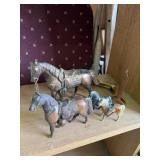 Lot of Metal Horses, etc