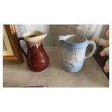 Antique blue and white stoneware pitcher and