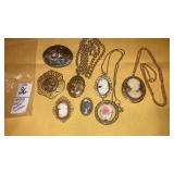 Vintage cameo pins & necklaces