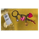Hearts breast cancer survivor ribbon Keyring  new