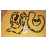 Vintage black glass & bead necklaces earrings