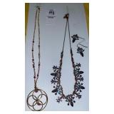 Colored crystal becklace & earrings,red bead