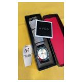New-Avon quartz wristwatch w/black patent leather