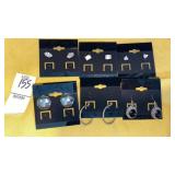 (6) pairs pierced earrings- rhinestone, hoops etc