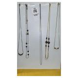 (5) fine chain necklaces some beads