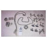 Rhinestone necklaces pins earrings
