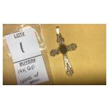 14kt gf cross pendant w/ gem stone, bail is 12k