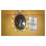 Vintage plastic lucite cameo mourning brooch