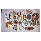 Vintage pins brooches cameo type & assorted