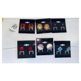 (6) pair post pierced earrings