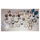 Vintage costume jewelry rings -some adjustable,