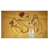 Kenneth Lane elephant tusk necklace, Owl & Apple