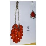 Orange teardrop bead necklace & earrings