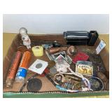 Vintage tray lot- Camel lighter, pins & trinkets