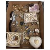Flat of costume jewelry and jewelry boxes