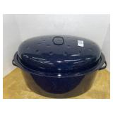 Large blue speckled roasting pan