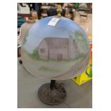 11 ï¿½ glass lamp shade with painted cabin &