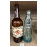 Antique Codd - Neck Bottle heavy blue glass & Rum