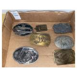 Vintage belt buckles & tags - tray lot variety