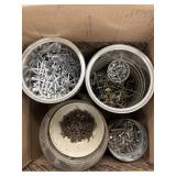 Box of screws, nails and hardware