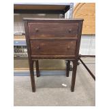 Small wooden sewing table with swivel drawer