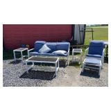 Pipe Porch Lounge Set W 3 Tables, Bench and Chair
