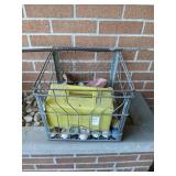 Milk crate of golf balls and misc