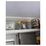 Misc lot of Bolts, oil stain, etc