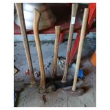 Lot of axes and maul, Plumb etc