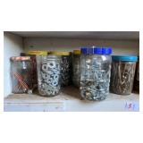 Shelf lot of bolts, screws, and washers