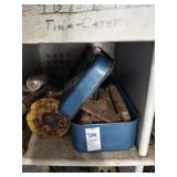 Shelf lot of masons chisels