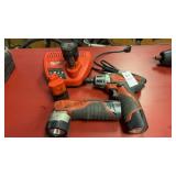 Milwaukee drill, batteries & charger, work light