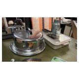 Chrome Cake Saver, Aluminum Serving Pan, Shot
