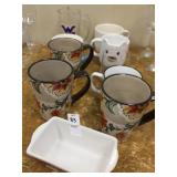 Lot of Mugs and Butter Dish