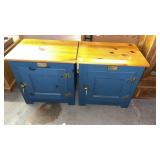 2 White Clad Simmons Hardware Blue Cabinets
