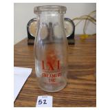 I.X.L 1/2 pint milk bottle