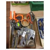 Tray lot of staple guns, Wiss shears, etc