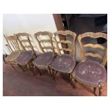 Chairs - 4 with leather seats and extra wooden
