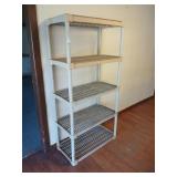 Plastic shelf unit 6' tall, 3' wide, 18' deep no